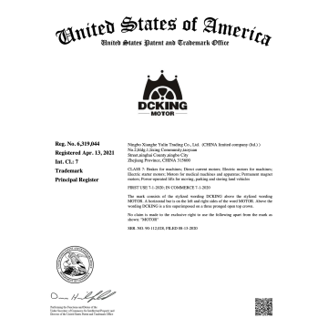 DCKING MOTOR certificate