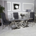 200 cm Faux Marble Dining Table with polished Chrome Silver Base1