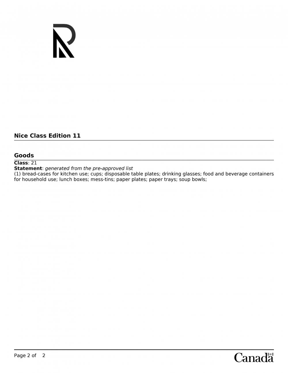 APPLICATION FOR THE REGISTRATION OF A TRADEMARK- CANADA-