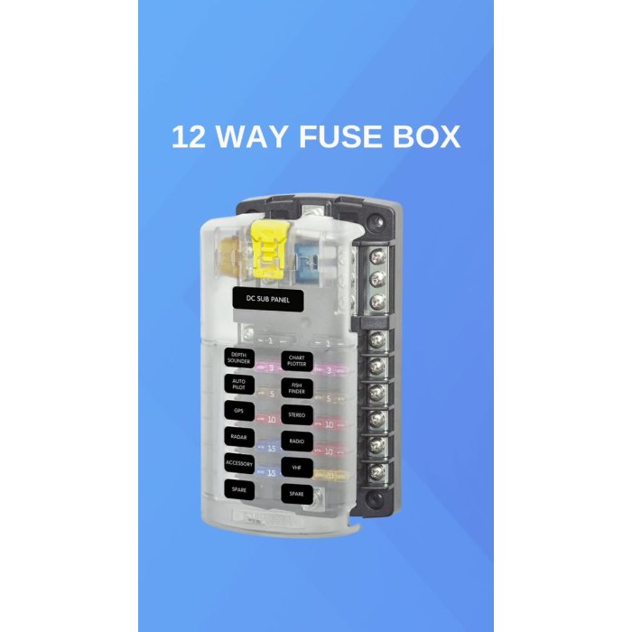 12 V CIRCUITS ST ATC ATO BLADE FUSE BLOCK DISTRIBUTION BOX WITH NEGATIVE BUS AND COVER1