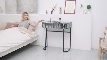 Grey mirror striped dresser