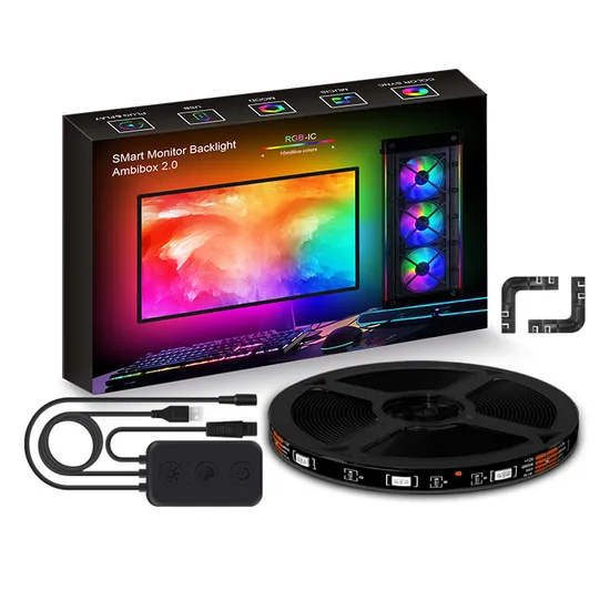 Kit de luz de fundo LED de caixa de sincronização e TV, tiras de iluminação ambiente de imersão para 65 polegadas de computador/TV/Captura inteligente de luzes ambientais1