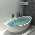 BS-8635: Affordable Matt White Acrylic Resin Bathtub in Marble Look1