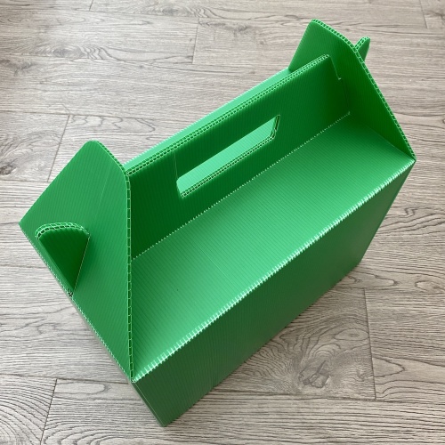 Boîte de rangement pliante verte en plastique ondulé PP 