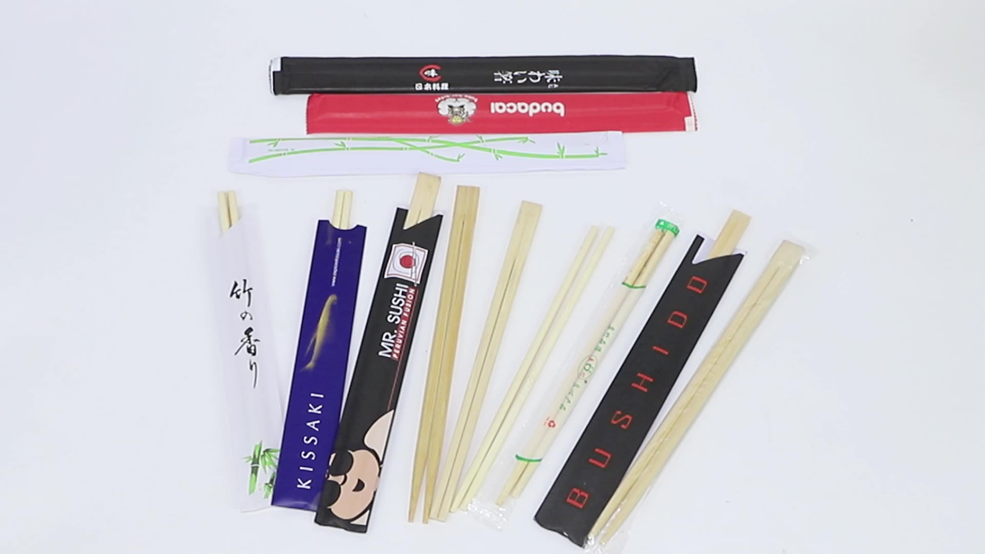 Copsticks en bambou jetables enveloppés de meilleure qualité avec logo1