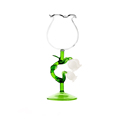 Wholesale Hand-Blown Heat-Resistant Colored Flower Shape Glass Wine Goblet with Twisted Stem1