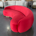 Sofa sudut perabot yang paling popular menetapkan kain Velvet Banana Velvet Modern Sofa1 Curved Sofa1