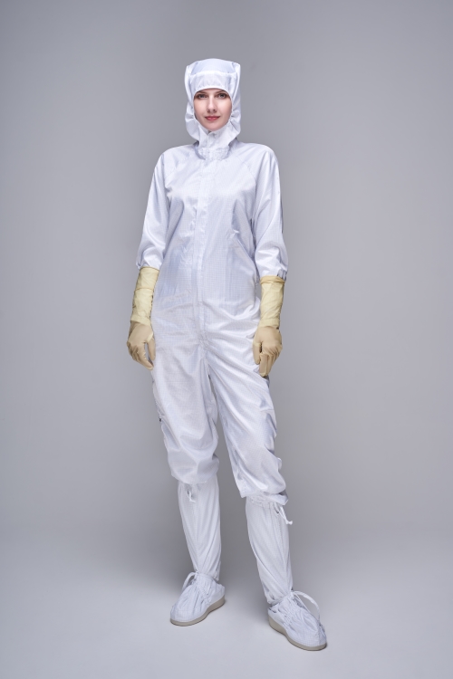 Αυτόκλευστο Coverall Cleanroom με κουκούλα, κάλτσες