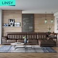 European Italian Luxury Modern Large Top Grain Leather Corner Sectional Sofa Set 20361