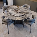 Modern Round Dining Table Set with Stainless Steel Base and Marble Top1