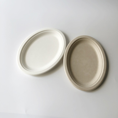 Compostable oval bagasse plate disposable bagasse plate