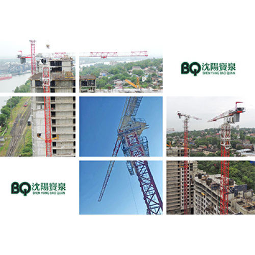 BQ Flat Top Tower Crane bekerja di lokasi konstruksi