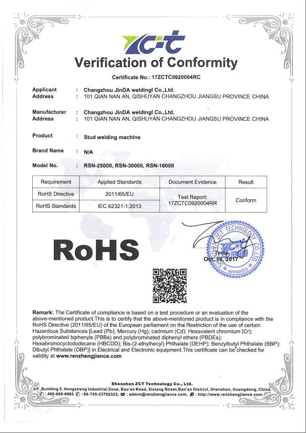 ROHS Certificate