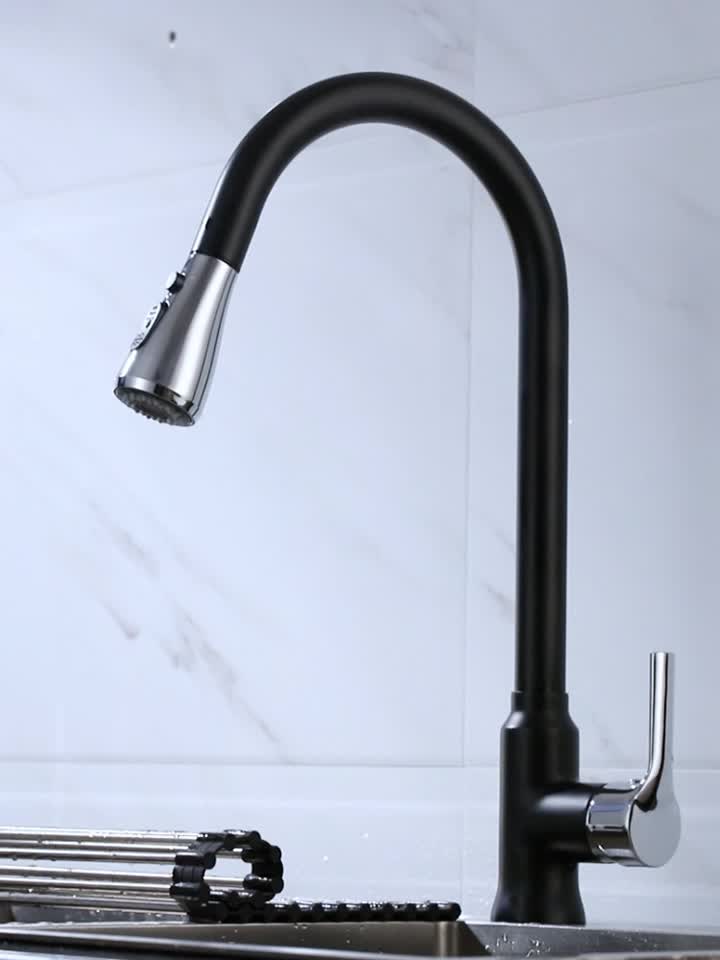 Grifo de cocina negra mate de cromo negro