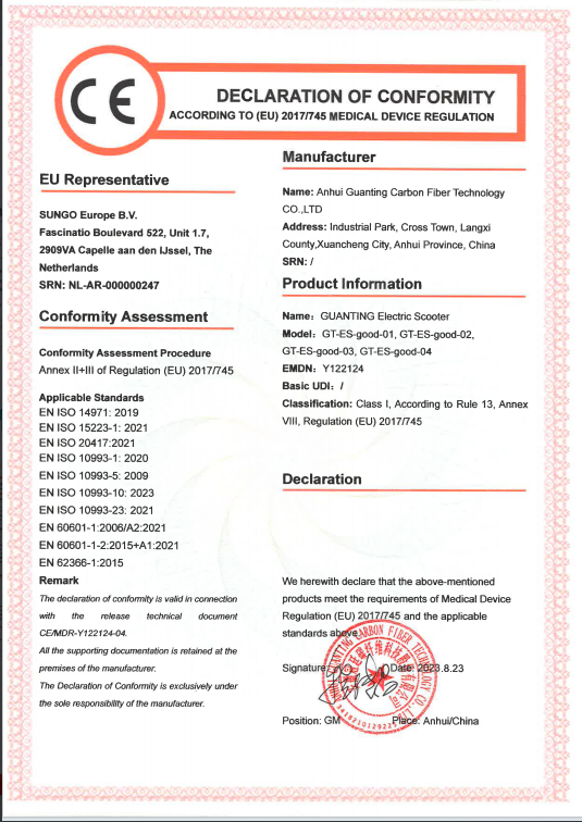 DECLARATION OF CONFORMITY