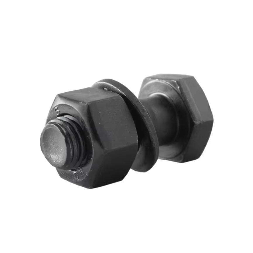 Parafuso sextavado de alta resistência com meia rosca (grau 10.9) Parafuso de cabeça hexagonal de ferro preto com porca Nylock e arruela DIN933 HEX BOLT1