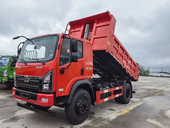 Ketahanan Tahan Lama Tiga Cincin 4X2 8.6cbm Trak Pembuangan Belakang untuk Pengangkutan Halaman Pasir &amp; Kerikil1