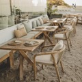 عينة مجانية للأثاث المنزلي الخشبي راتان الخوص مع مطعم ناعم وسادة الخشب كرسي 1