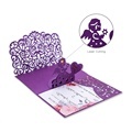 CUSTOMIZED TRIFOLD 3D POP UP VIOLET PURPLE LASER CUT PAPER CARVING CUTE CUPID LOVE BIRTHDAY WEDDING INVITATION CARD1