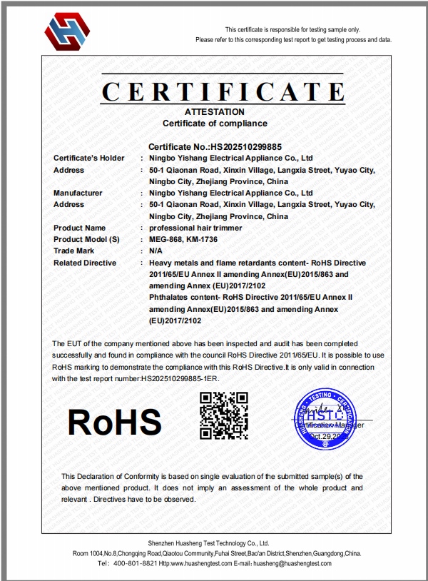 CERTIFICATE,MEG-868