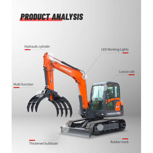 Agricultura/Orchard/Ingeniería/Hogar/Tierras de cultivo 1.8 Ton Small Multi-Function Mini Crawler Excavator