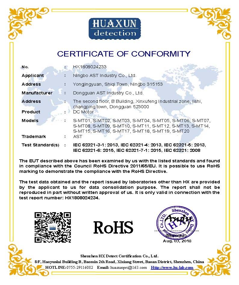 Rohs of DC Motor