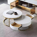 Nordic Luxury Marble Top Coffee Tables Extendable Round Gold Coffee Table Modern Living Room Furniture1