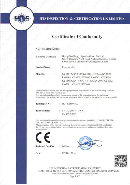 Certificate of Conformity