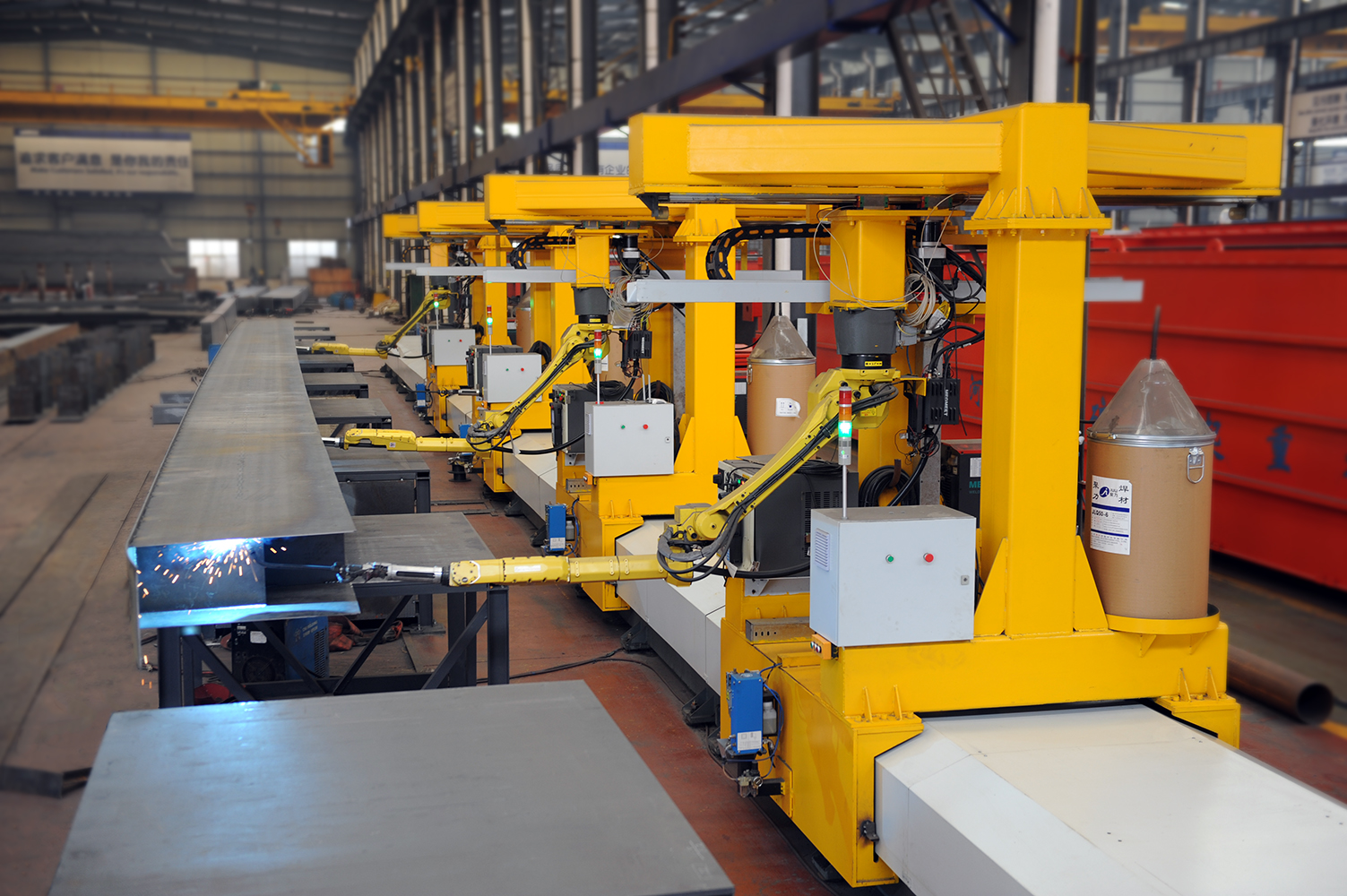 double crane girders welding robot workstation