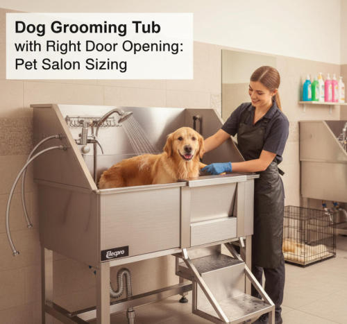 Dog Grooming Tub with Right Door Opening: Pet Salon Sizing