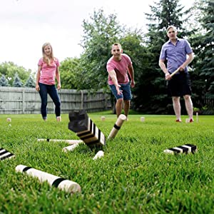 Kubb-Spiel Set.