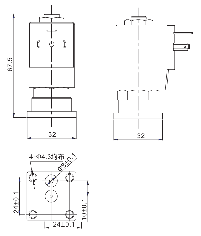 Sub Base Mount 2 Way NC Brass Electric Solenoid Valve 24VDC 220VAC 0