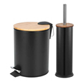 Stainless Steel Bathroom Trash Can with Lid and Black Foot Pedal, Includes Toilet Brush1