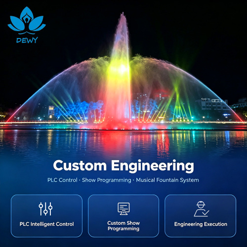 فواره منظر شهری یکپارچه با سیستم کنترل هوشمند PLC | فواره DEWY