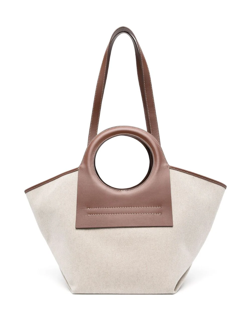 Retro Leather Handle Canvas Handbag