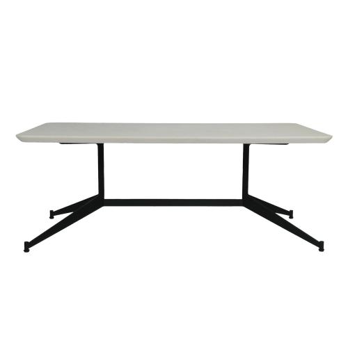Modern Luxury White Sinterned Sinterned Stone Cerâmica Top Side Table com suporte de metal preto