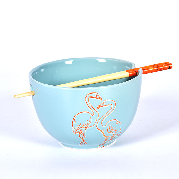 Amazon Flamingo Design Creativity Shape Ceramic instant noodle bowl