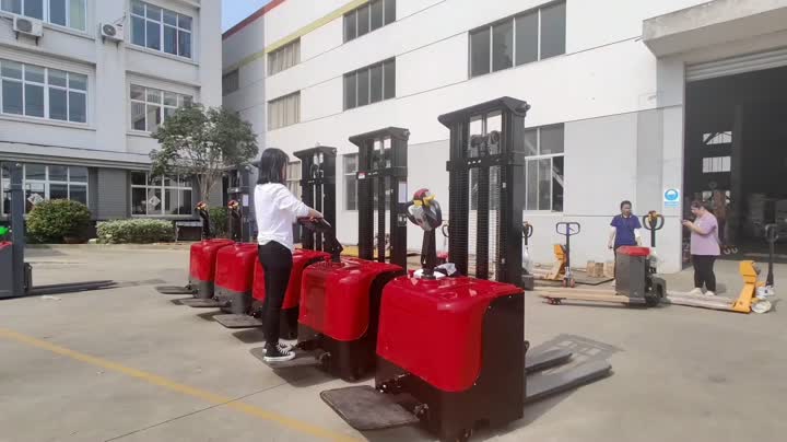 2 ton stand-on electric pallet stacker, lifting height 3.5m