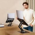 2025 Neuer doppellagiger Laptopständer aus Kohlenstoffstahl mit stabiler Höhenerhöhung für Bürobesprechungen und Lernunterstützung1