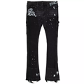 Hot Wear Wear Wased Stacked Mens Jeans Paint Dispided Rapped Floed Denim Pants Men1