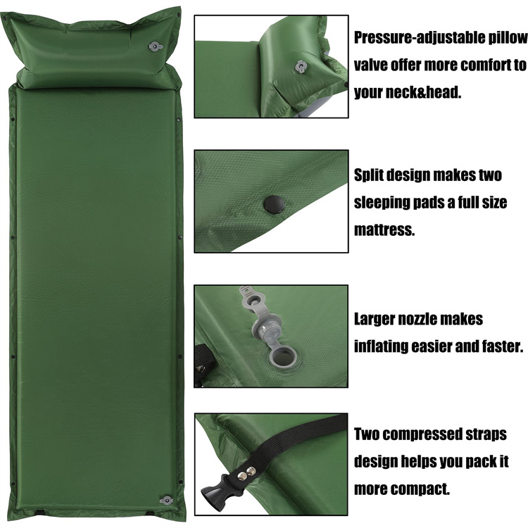 sammenleggbar oppblåsbar luftmadrass Camping Sleeping Mat Pad Bed Colchones Inflables Airbed Air Mat med innebygd pumpe