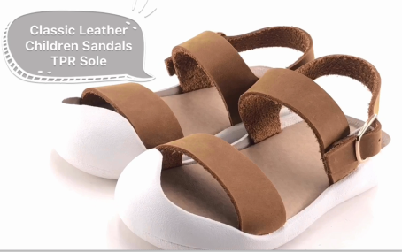 Leather Children Sandals TPR Outsole