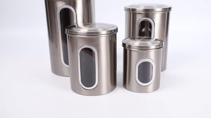 silver stainless steel food jar