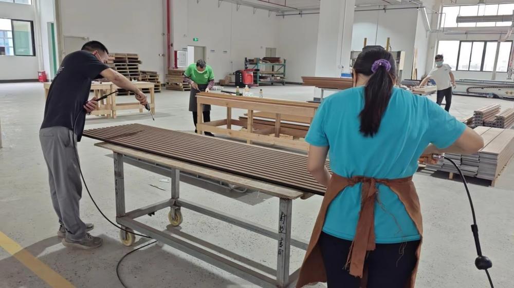 Production process for slatted acosutic panel 6