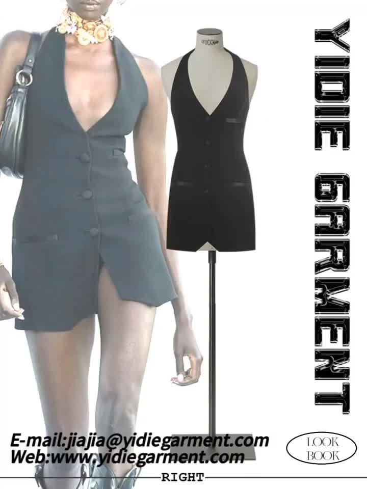 Vestido de mujeres de espagueti de halter sin respaldo informal