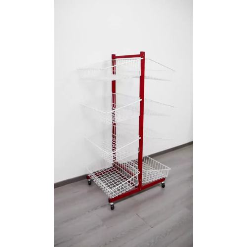 Supermarket Double Sided Shelf with Hanging Basket