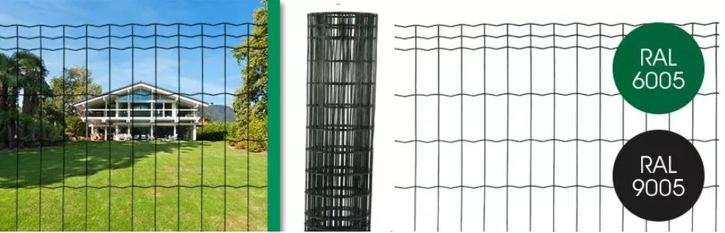 PVC Coated Galvanized Welded Mesh Euro Fence Wire Roll 1.7/2.2mm 100X50mm Netting Gardening Courtyard Park Soft Green Grey Color