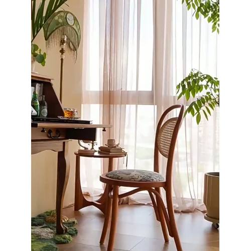 Cadeira de jantar nórdica de vime de madeira maciça