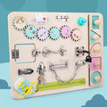 Montessori Learning Toy: Busy Board with Steering Wheel, Phone, Clock, Shoes, and Locking Mechanism for Wooden Car Driving Experience1