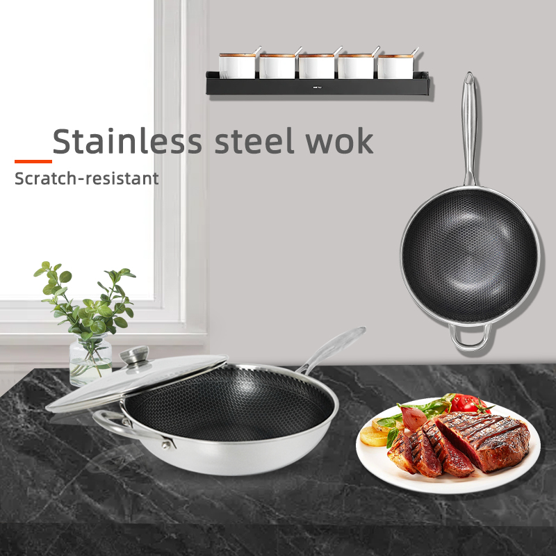 Wok en acier inoxydable